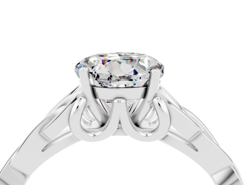 White gold Round Cut Moissanite Solitaire Celtic Knot Ring with Four-Prong Setting_16