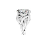 White gold Round Cut Moissanite Solitaire Celtic Knot Ring with Four-Prong Setting_17
