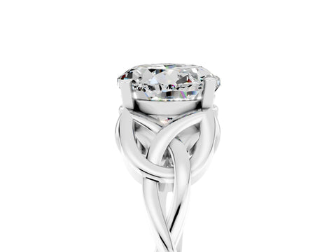 White gold Round Cut Moissanite Solitaire Celtic Knot Ring with Four-Prong Setting_17