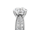 White gold Round Cut Moissanite   Solitaire Diamond Ring with Milgrain Pavé Band and Four-Prong Setting_39