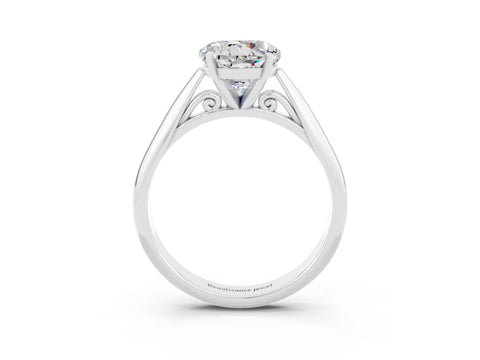 White gold Round Cut Moissanite Solitaire Engagement Ring with Cathedral Setting and Four-Prong Mount_15