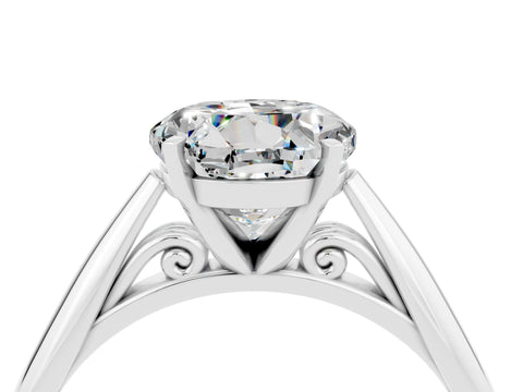 White gold Round Cut Moissanite Solitaire Engagement Ring with Cathedral Setting and Four-Prong Mount_16
