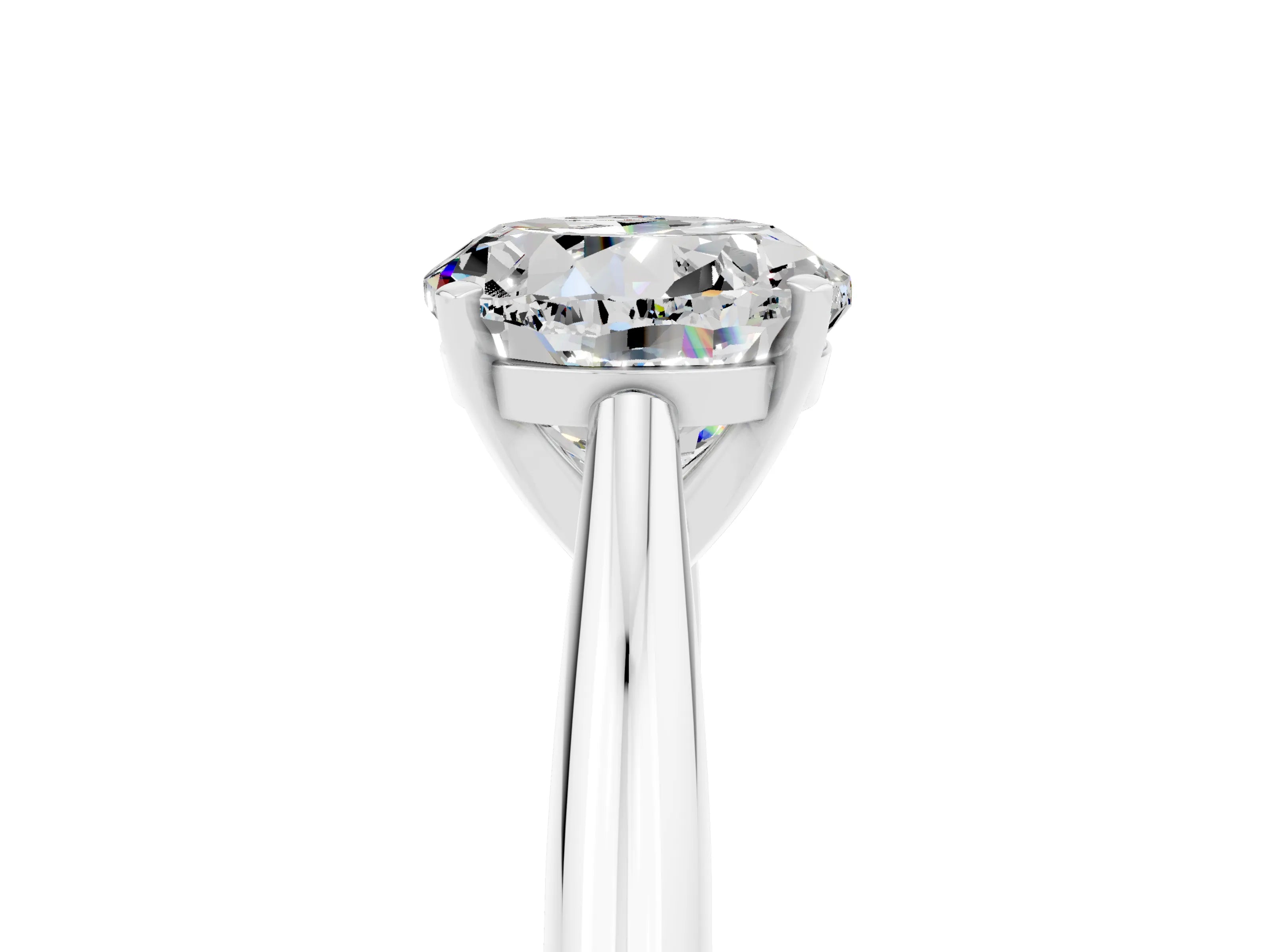 White gold Round Cut Moissanite Solitaire Engagement Ring with Cathedral Setting and Four-Prong Mount_17