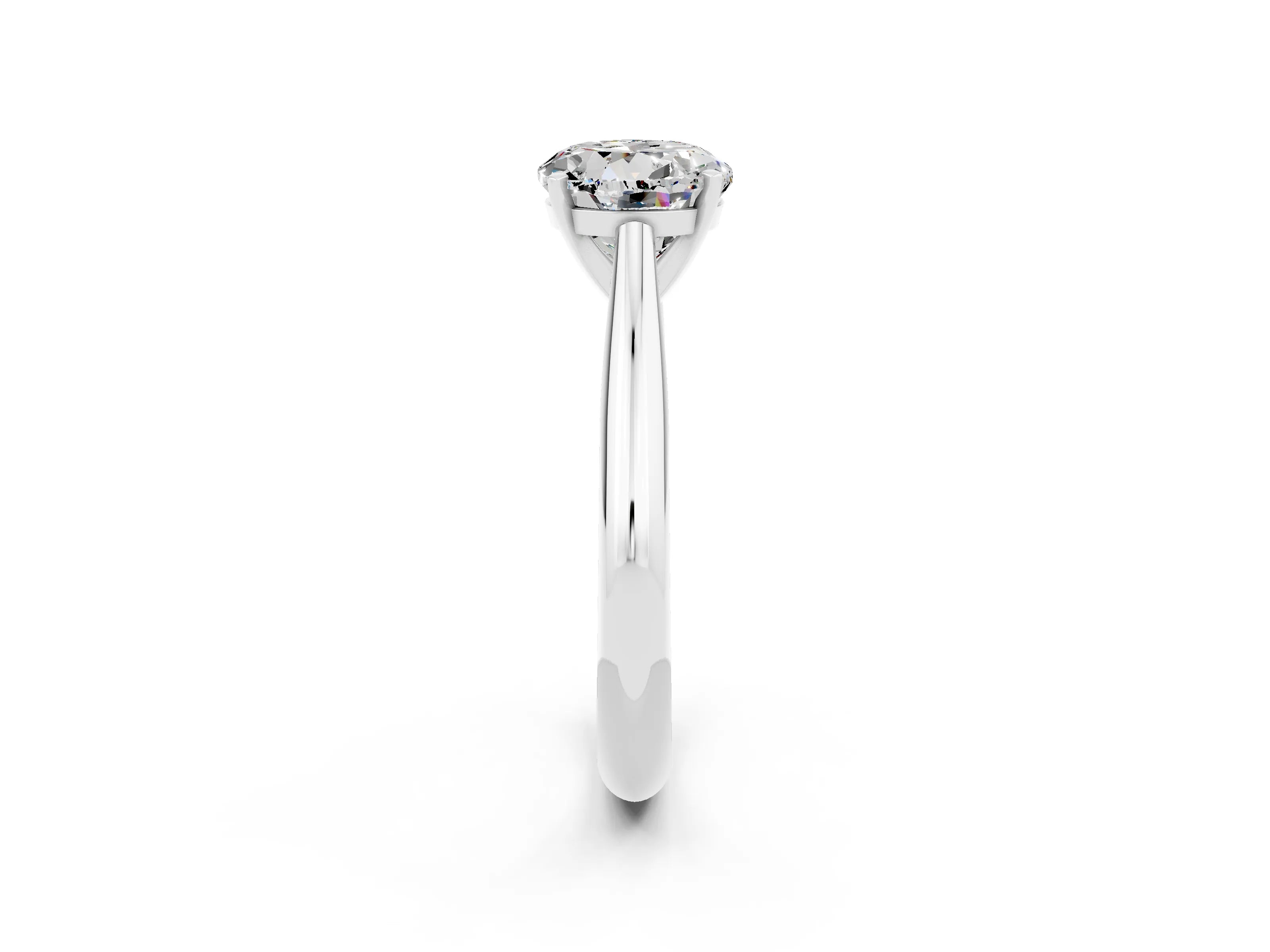 White gold Round Cut Moissanite Solitaire Engagement Ring with Cathedral Setting and Four-Prong Mount_26
