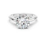 White gold Round Cut Moissanite Solitaire Engagement Ring with Cathedral Setting and Four-Prong Mount_30