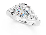 White gold Round Cut Moissanite Solitaire Engagement Ring with Celtic Knot Band and Four-Prong Setting_1