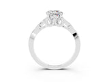White gold Round Cut Moissanite Solitaire Engagement Ring with Celtic Knot Band and Four-Prong Setting_3