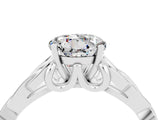 White gold Round Cut Moissanite Solitaire Engagement Ring with Celtic Knot Band and Four-Prong Setting_4