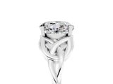 White gold Round Cut Moissanite Solitaire Engagement Ring with Celtic Knot Band and Four-Prong Setting_5