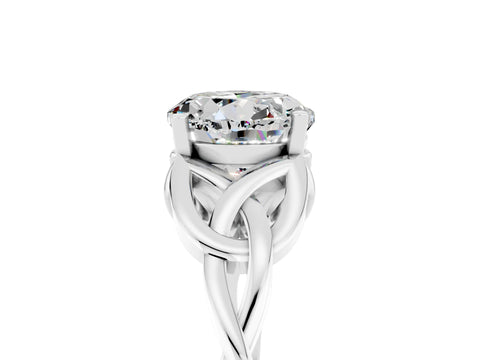 White gold Round Cut Moissanite Solitaire Engagement Ring with Celtic Knot Band and Four-Prong Setting_5