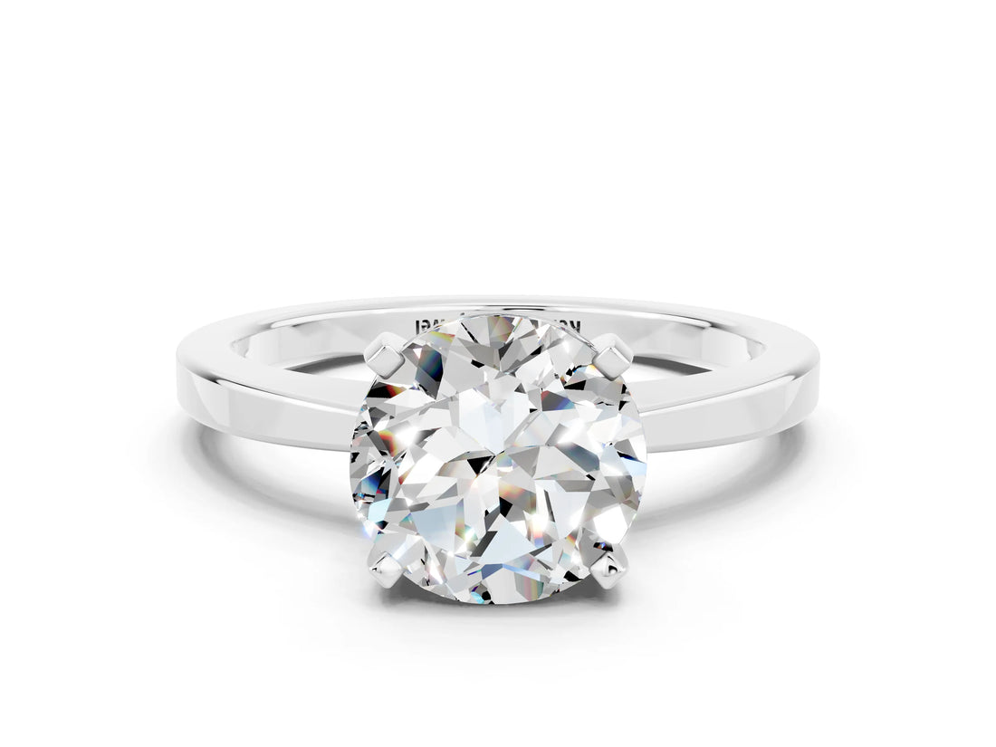 White gold Round Cut Moissanite Solitaire Engagement Ring with Classic Band and Four-Prong Setting_24