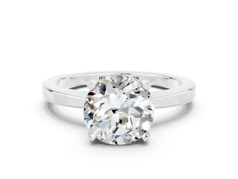 White gold Round Cut Moissanite Solitaire Engagement Ring with Classic Band and Four-Prong Setting_24