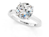 White gold Round Cut Moissanite Solitaire Engagement Ring with Classic Band and Four-Prong Setting_25