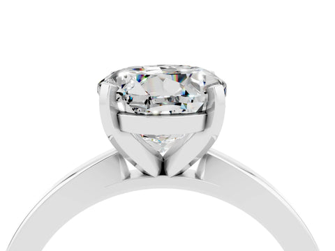 White gold Round Cut Moissanite Solitaire Engagement Ring with Classic Band and Four-Prong Setting_28