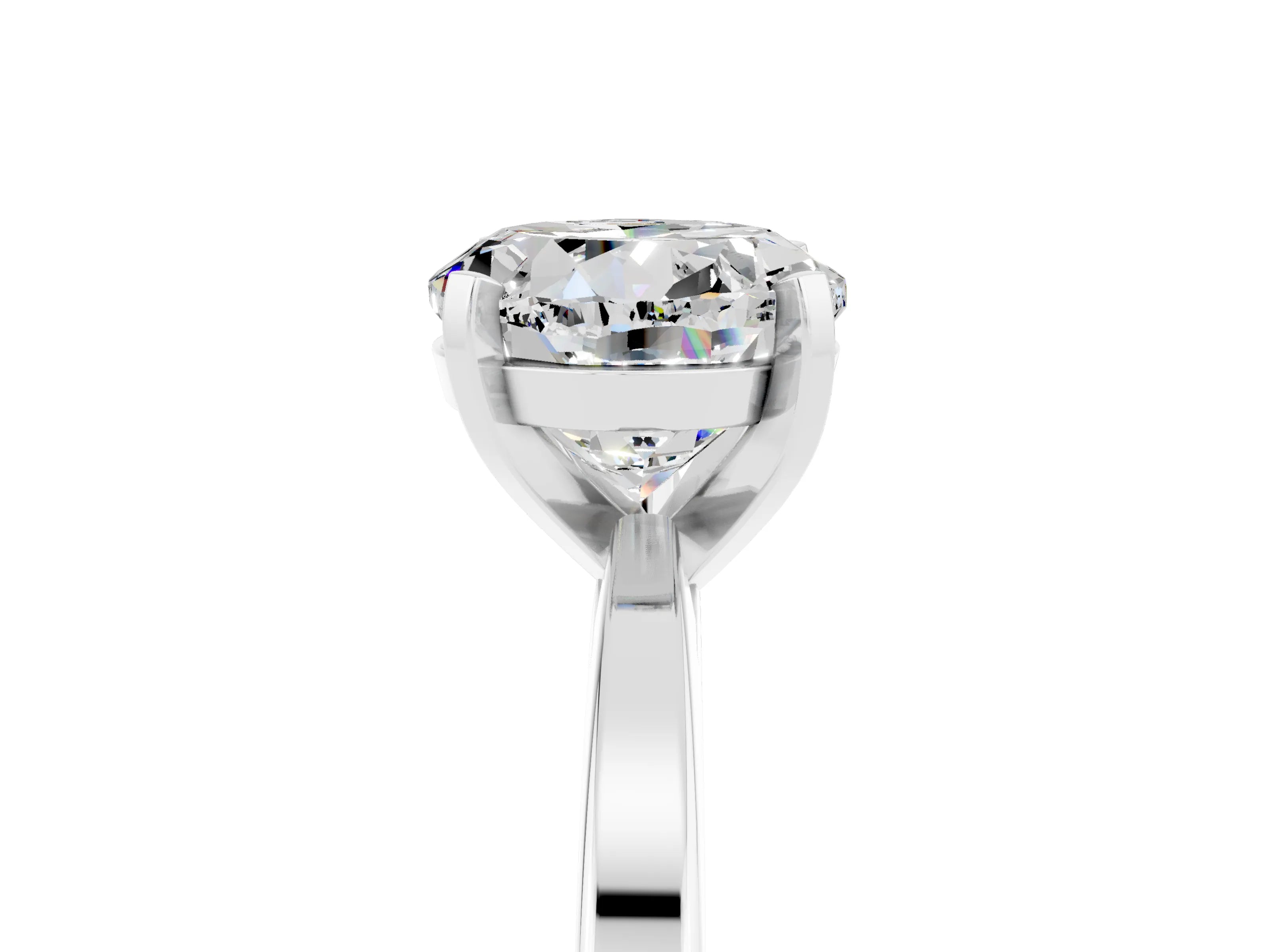 White gold Round Cut Moissanite Solitaire Engagement Ring with Classic Band and Four-Prong Setting_29