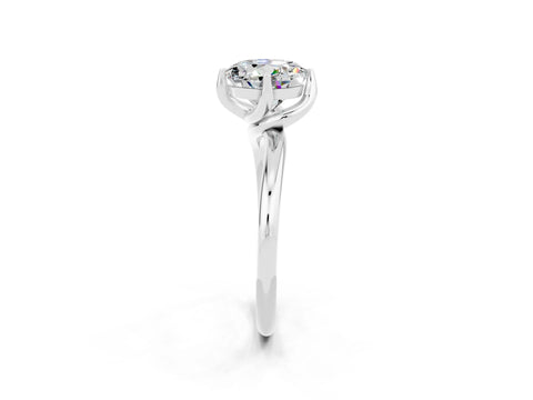 White gold Round Cut Moissanite Solitaire Engagement Ring with Four-Prong Setting and Classic Band_14