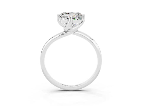 White gold Round Cut Moissanite Solitaire Engagement Ring with Four-Prong Setting and Classic Band_15