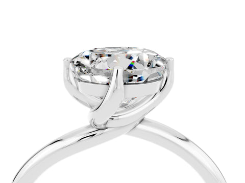 White gold Round Cut Moissanite Solitaire Engagement Ring with Four-Prong Setting and Classic Band_16