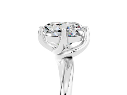 White gold Round Cut Moissanite Solitaire Engagement Ring with Four-Prong Setting and Classic Band_17