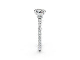 White gold Round Cut Moissanite Solitaire Engagement Ring with Pavé Band and Four-Prong Setting_2