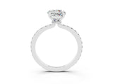 White gold Round Cut Moissanite Solitaire Engagement Ring with Pavé Band and Four-Prong Setting_3