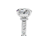 White gold Round Cut Moissanite Solitaire Engagement Ring with Pavé Band and Four-Prong Setting_5