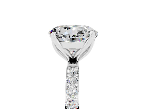 White gold Round Cut Moissanite Solitaire Engagement Ring with Pavé Band and Prong Setting_5