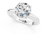 White gold Round Cut Moissanite Solitaire Engagement Ring with Round Band and Four-Prong Setting_1