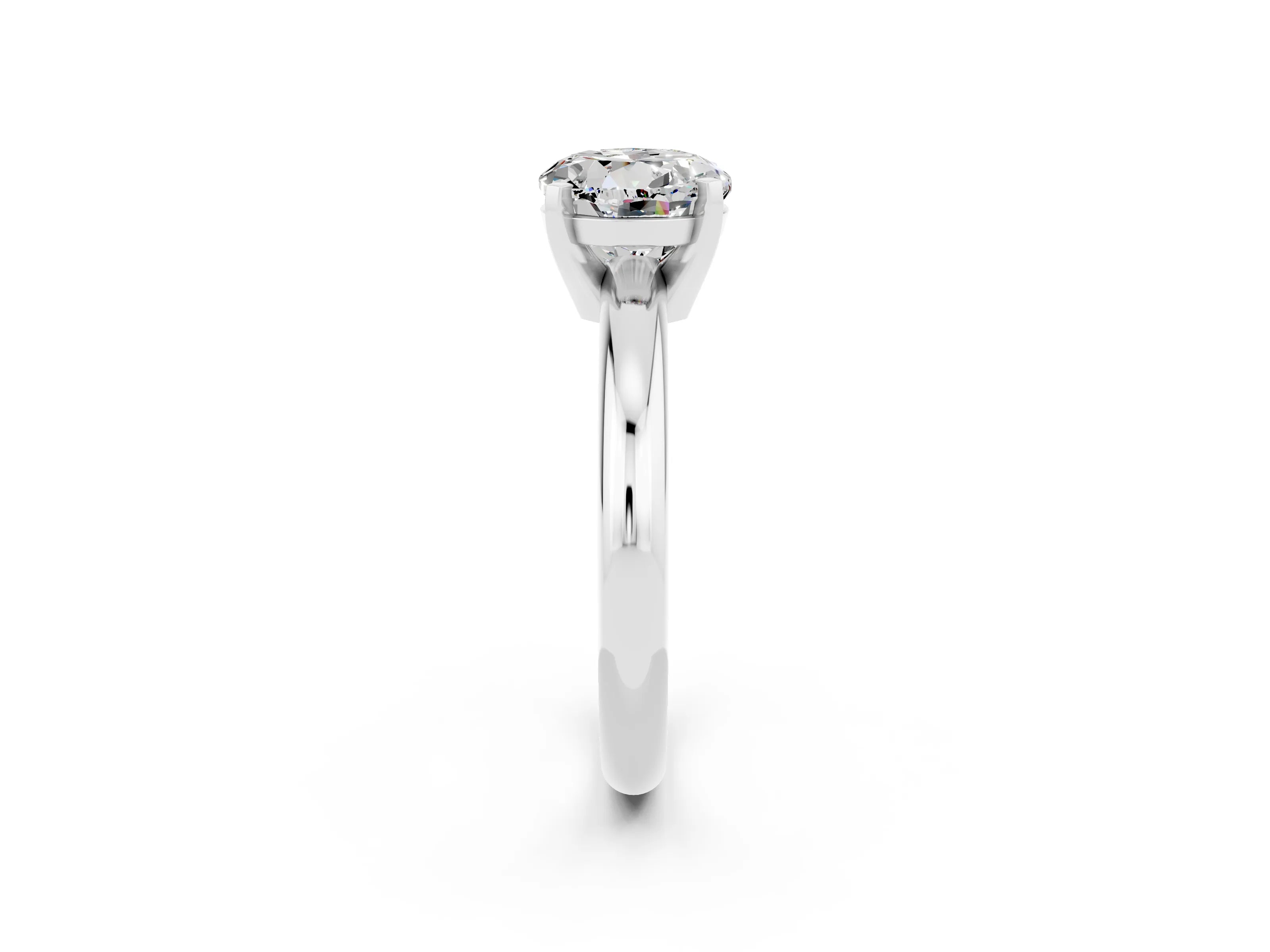White gold Round Cut Moissanite Solitaire Engagement Ring with Round Band and Four-Prong Setting_2