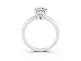 White gold Round Cut Moissanite Solitaire Engagement Ring with Round Band and Four-Prong Setting_3
