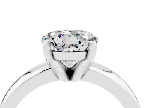 White gold Round Cut Moissanite Solitaire Engagement Ring with Round Band and Four-Prong Setting_4
