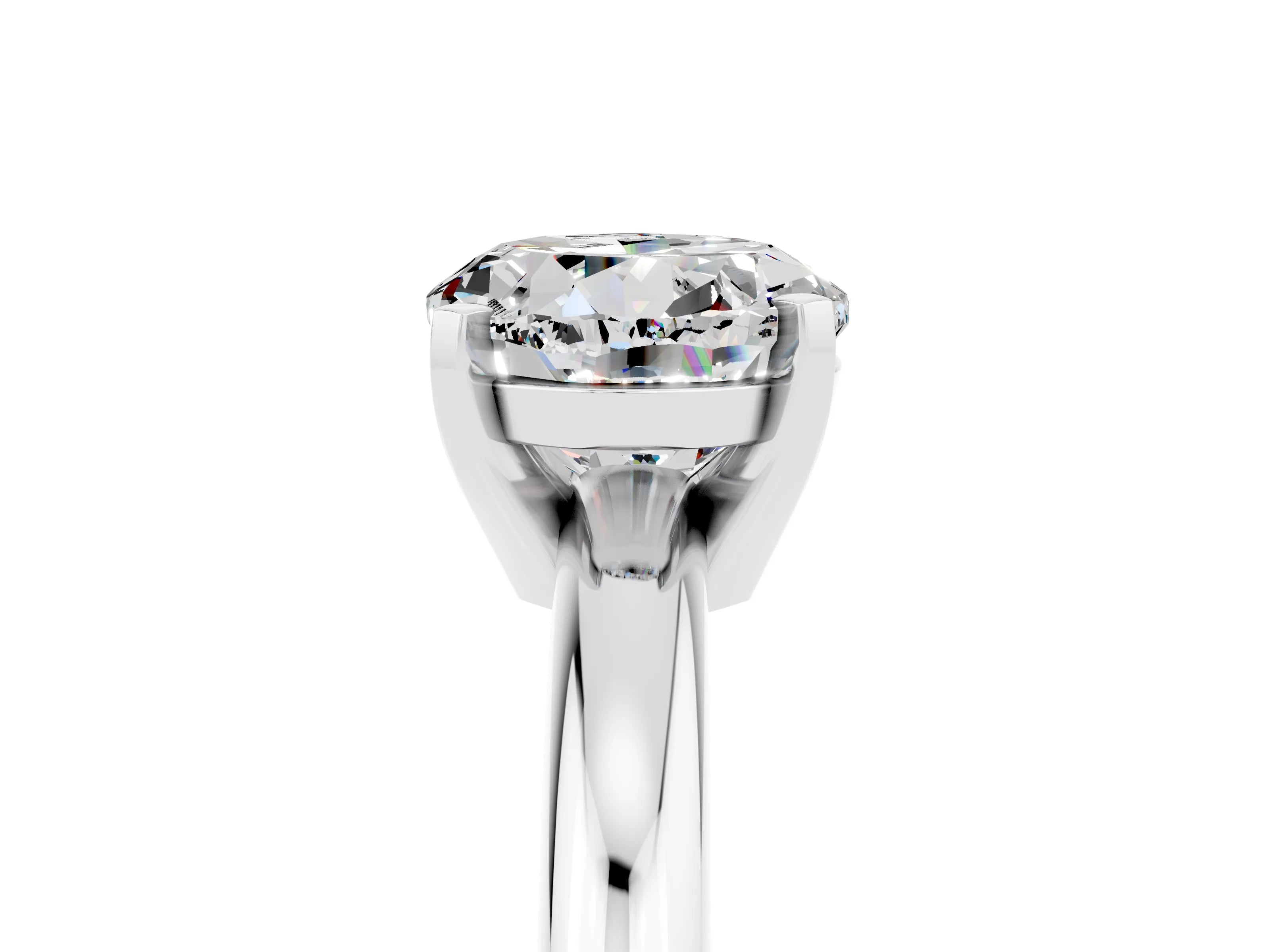 White gold Round Cut Moissanite Solitaire Engagement Ring with Round Band and Four-Prong Setting_5
