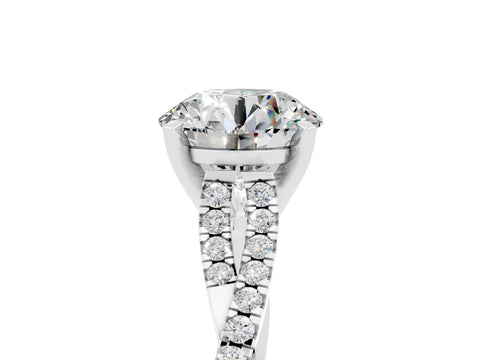 White gold Round Cut Moissanite Solitaire Engagement Ring with Twisted Pavé Band and Four-Prong Setting_17