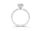 White gold Round Cut Moissanite Solitaire Pavé Band with Four-Prong Setting_3