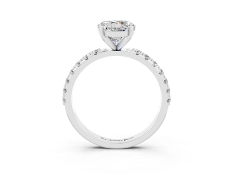White gold Round Cut Moissanite Solitaire Pavé Band with Four-Prong Setting_3