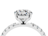 White gold Round Cut Moissanite Solitaire Pavé Band with Four-Prong Setting_4