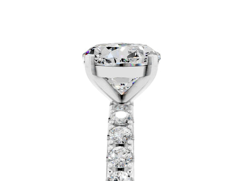 White gold Round Cut Moissanite Solitaire Pavé Band with Four-Prong Setting_5