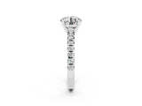 White gold Round Cut Moissanite Solitaire Pavé Engagement Ring with Four-Prong Setting_14