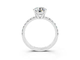 White gold Round Cut Moissanite Solitaire Pavé Engagement Ring with Four-Prong Setting_15