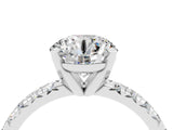 White gold Round Cut Moissanite Solitaire Pavé Engagement Ring with Four-Prong Setting_16