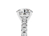White gold Round Cut Moissanite Solitaire Pavé Engagement Ring with Four-Prong Setting_17