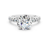 White gold Round Cut Moissanite Solitaire Pavé Engagement Ring with Round Band and Prong Setting_12