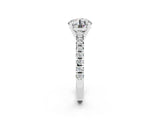 White gold Round Cut Moissanite Solitaire Pavé Engagement Ring with Round Band and Prong Setting_14