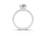 White gold Round Cut Moissanite Solitaire Pavé Engagement Ring with Round Band and Prong Setting_15