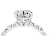 White gold Round Cut Moissanite Solitaire Pavé Engagement Ring with Round Band and Prong Setting_16