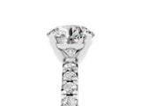 White gold Round Cut Moissanite Solitaire Pavé Engagement Ring with Round Band and Prong Setting_17