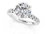 White gold Round Cut Moissanite Solitaire Pavé Engagement Ring with Round Band and Prong Setting_73