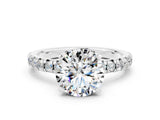 White gold Round Cut Moissanite Solitaire Pavé Engagement Ring with Round Band and Prong Setting_73
