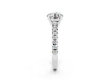 White gold Round Cut Moissanite Solitaire Pavé Engagement Ring with Round Band and Prong Setting_74
