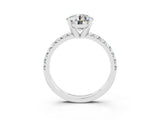 White gold Round Cut Moissanite Solitaire Pavé Engagement Ring with Round Band and Prong Setting_76